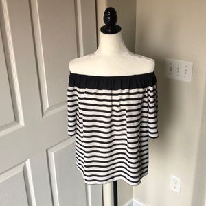 Like New Off Shoulder Modern Stripe Top